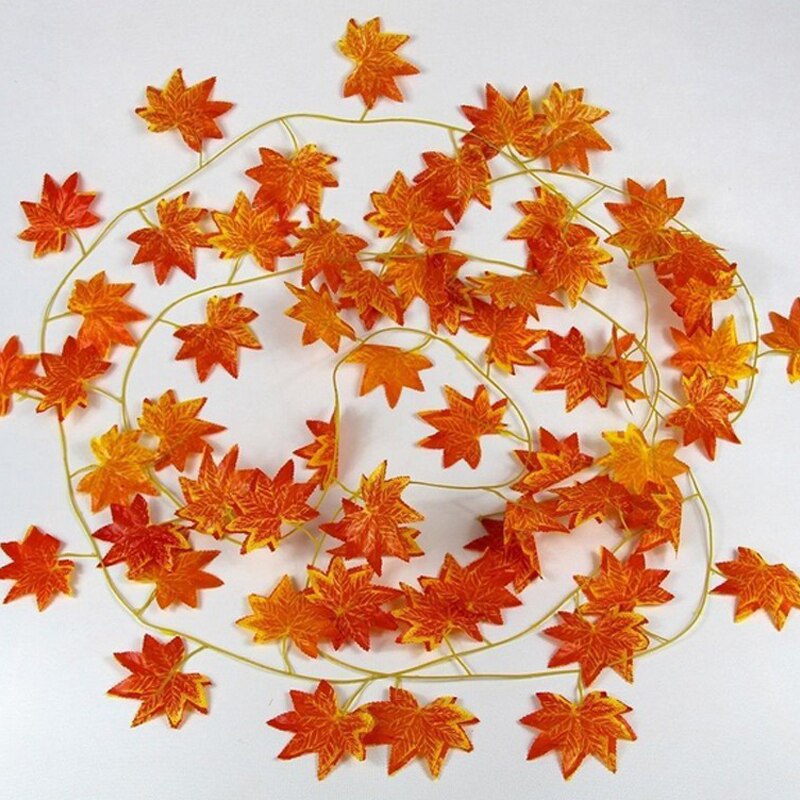 2.4M Red Artificial Vine Plants Autumn Maple Leaf Garland For Wedding Party Home Office Foliage Garden Decoration Supplies