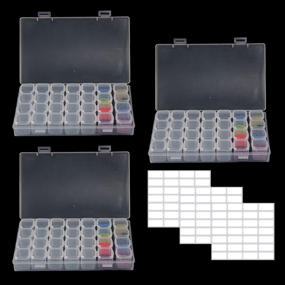 8/28Grid Transparent Plastic Suitcase Diamond Bead Container Storage Box Tool Nail Art Rhinestone Mosaic Organizer Accessories