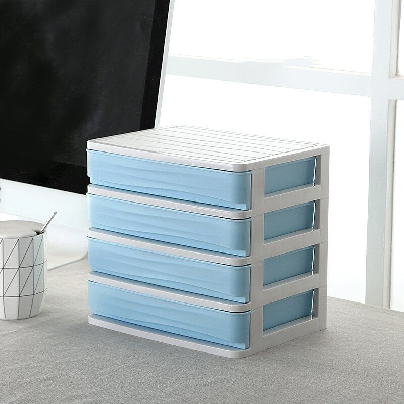 Large Capacity Makeup Organizer Cosmetics Storage Box Four Layer Drawer Jewelry Nail Polish Desktop Sundries Storage Box: Blue 4 Layer