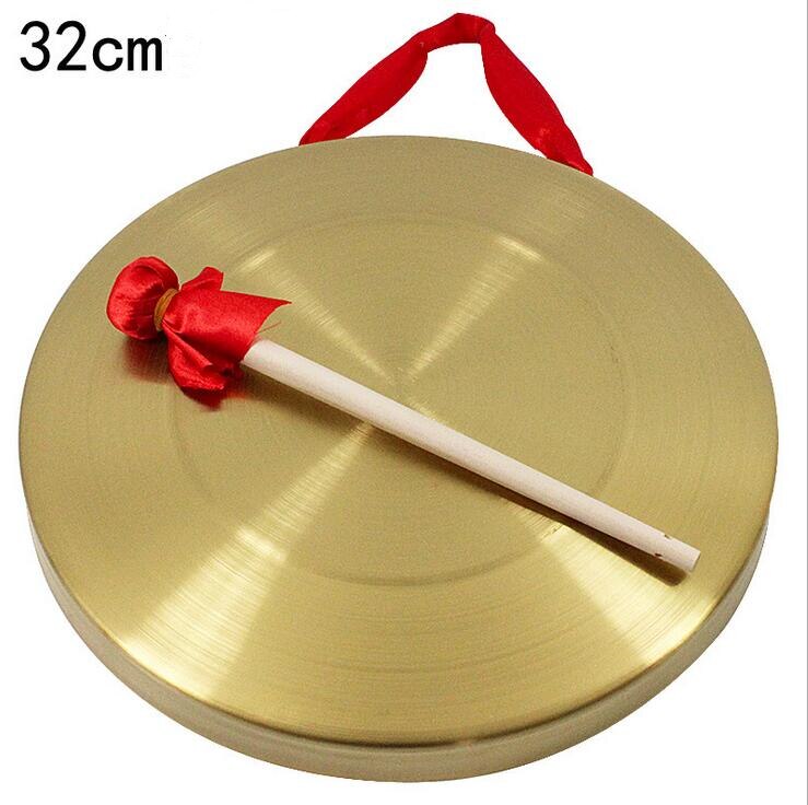 Diameter 15/22/32 cm Chinese Copper Gong Hand Gong Opera Percussion Instruments with wooden Beater: Diameter 32 cm