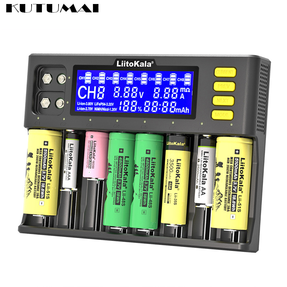 1-Slot 2 4 8 Slots 18650 Battery Charger LCD Display Li-ion 3.7V NiMH 3.2V IMR 3.8V Charger For 18650 26650 21700 26700 AA AAA
