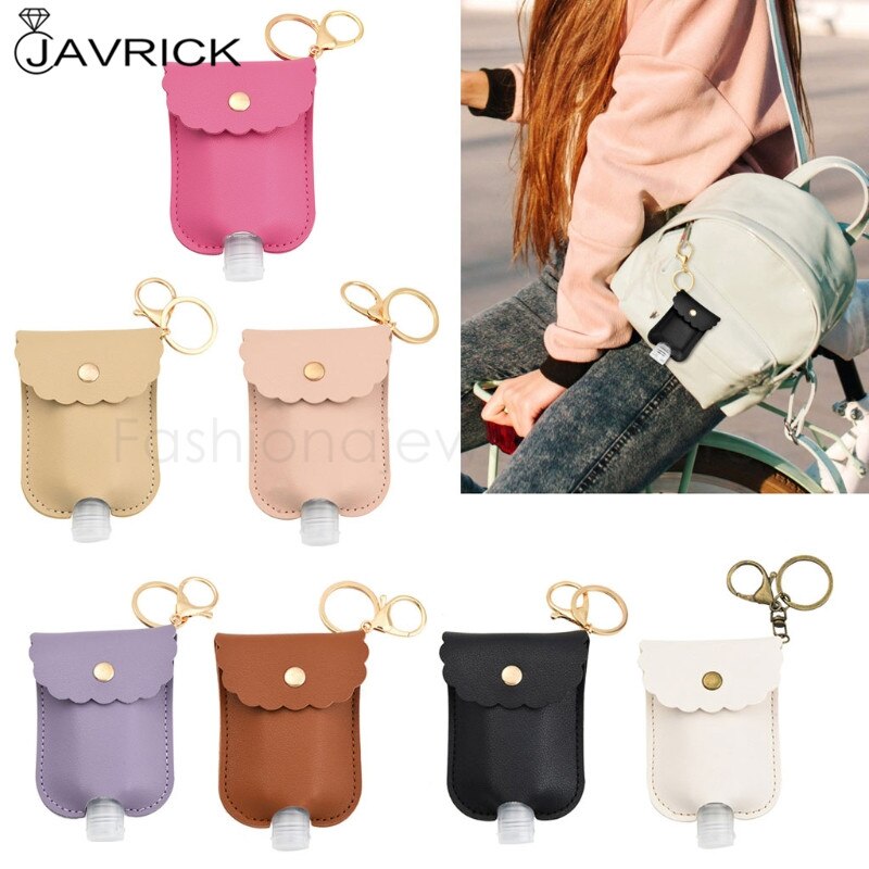 60ml Tragbare Squeeze Flasche Leere Dicht Kunststoff Reise Flasche für Hand Sanitizer mit Leder Keychain Halter Clips