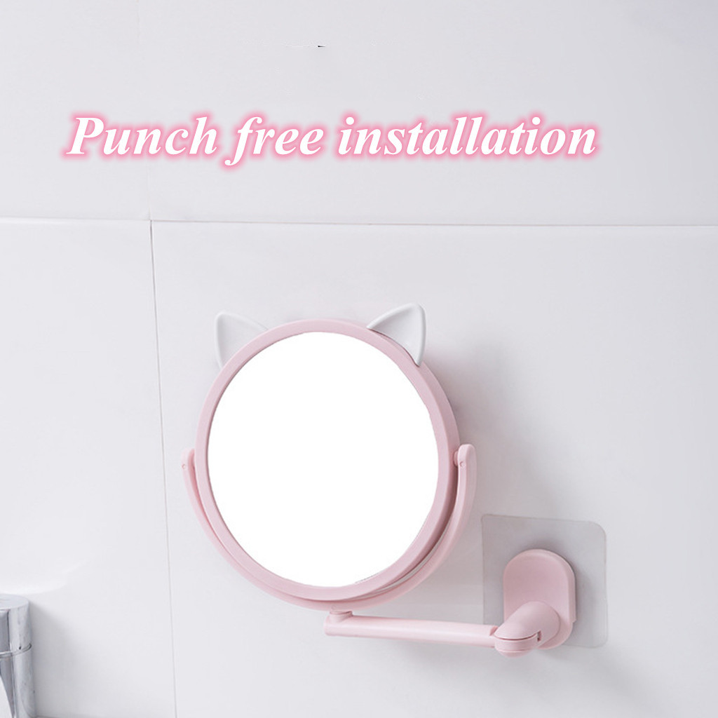 Non-Marking Mirror Free Punching Mirror Telescopic Mirror Makeup Desk Wall Stand Portable For Lovers Wearable