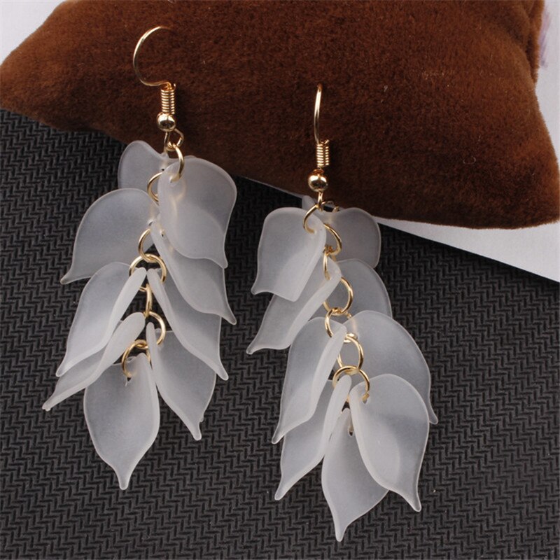 Flower Handmade Bohemia Boho Earrings Women Long Hanging Earrings Crystal Female Wedding Earings Party Jewelry: White