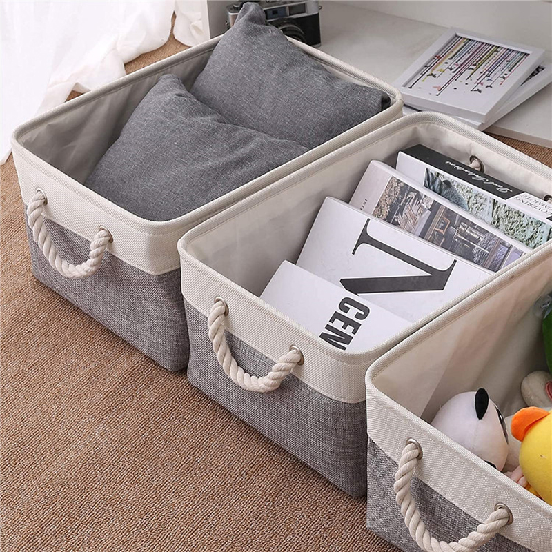 Foldable Fabric Fabric Storage Baskets, with Handles Linen Wardrobe Storage Rack Home Wardrobe Towel Toys Storage Basket