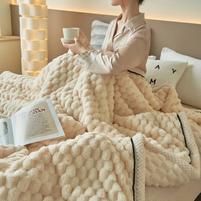 Superzachte geruite deken Warme pluche dekens voor bedden op de slaapbank Gooi deken Kantoor Dutje Trooster Sprei Koningin Quilt