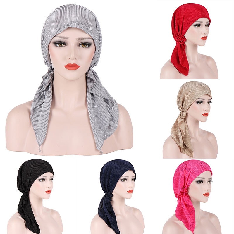 Hovedbeklædning bandana tichel til kræft damer turbante kvinder flæse tørklæde kemo hat turban hoved tørklæder forudbundne