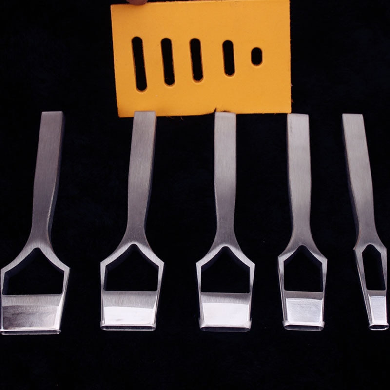 Leather Craft Belt Band Oval Hole Punch Tools Stitching diy strap oblate Cutter chisel Tools/set