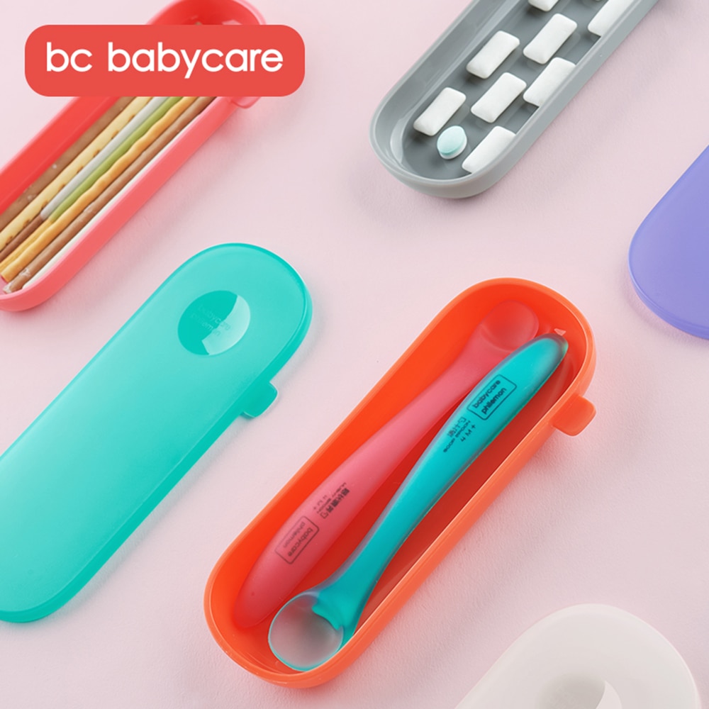 Bc babycare bærbar babyservice opbevaringsboks rejse babyer spædbørn småbørn ske gaffel opbevaringstaske pp opbevaringsbeholder