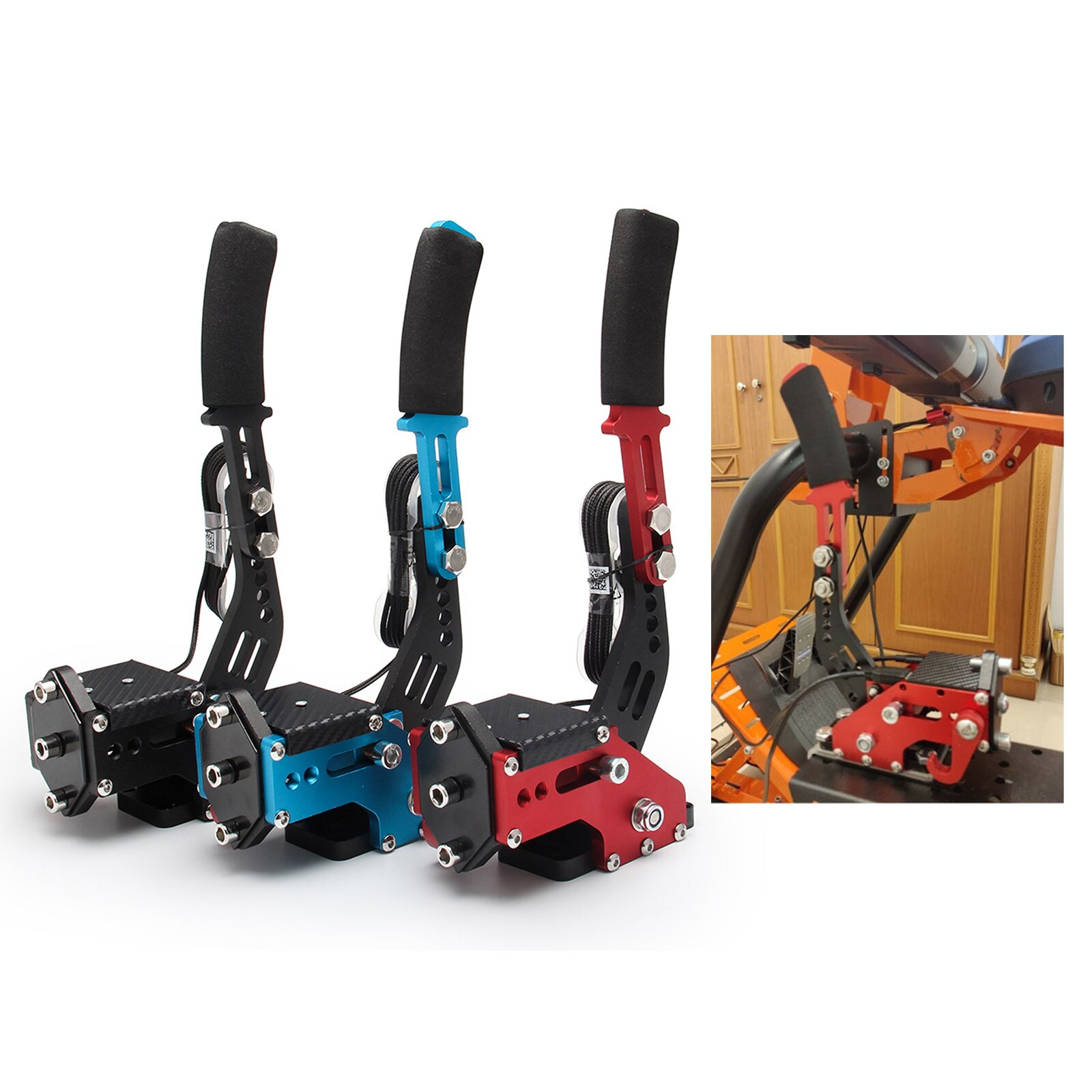 Universal 11.8in High Aluminum Alloy PC Handbrake USB Handbrakes Clamp for Racing Games (Only support PC)