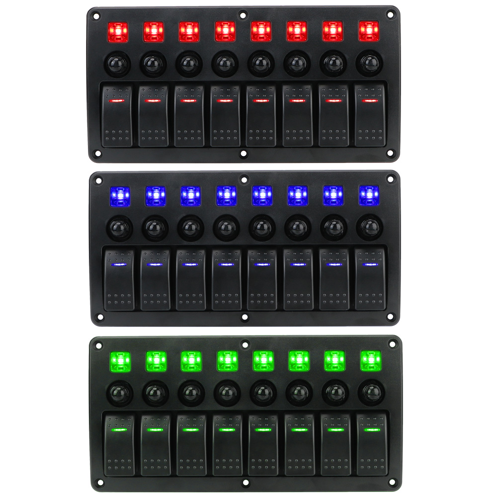 Überlastschutz, wasserdicht, für Auto, Fahrzeug, LKW, Wohnmobil, SUVS, Marine-Leistungsschalter mit Sicherung, 8-Gang-LED-Schalttafel, 12/24 V