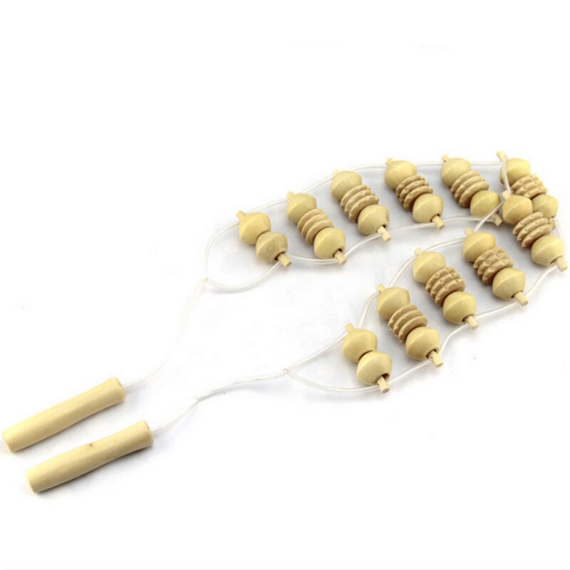 1Pcs Full Body Neck Back Leg Waist Roller Massage Theraputic Care Convenient Back Massager Wooden Wheel