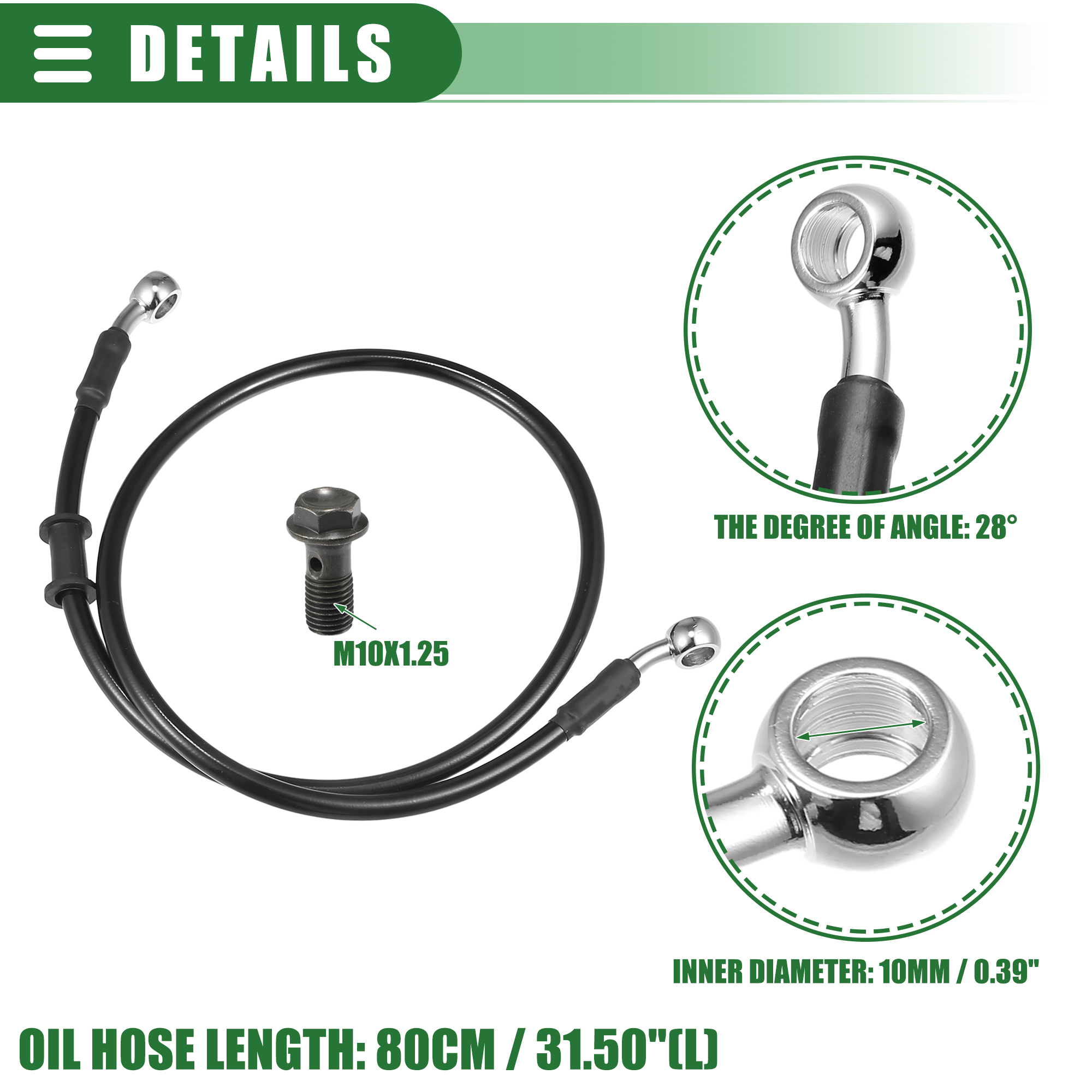 Motoforti-manguera de freno hidráulico trenzada para motocicleta, tubo de aceite negro de 30CM-170CM y 28 grados para Motocross: Castaño