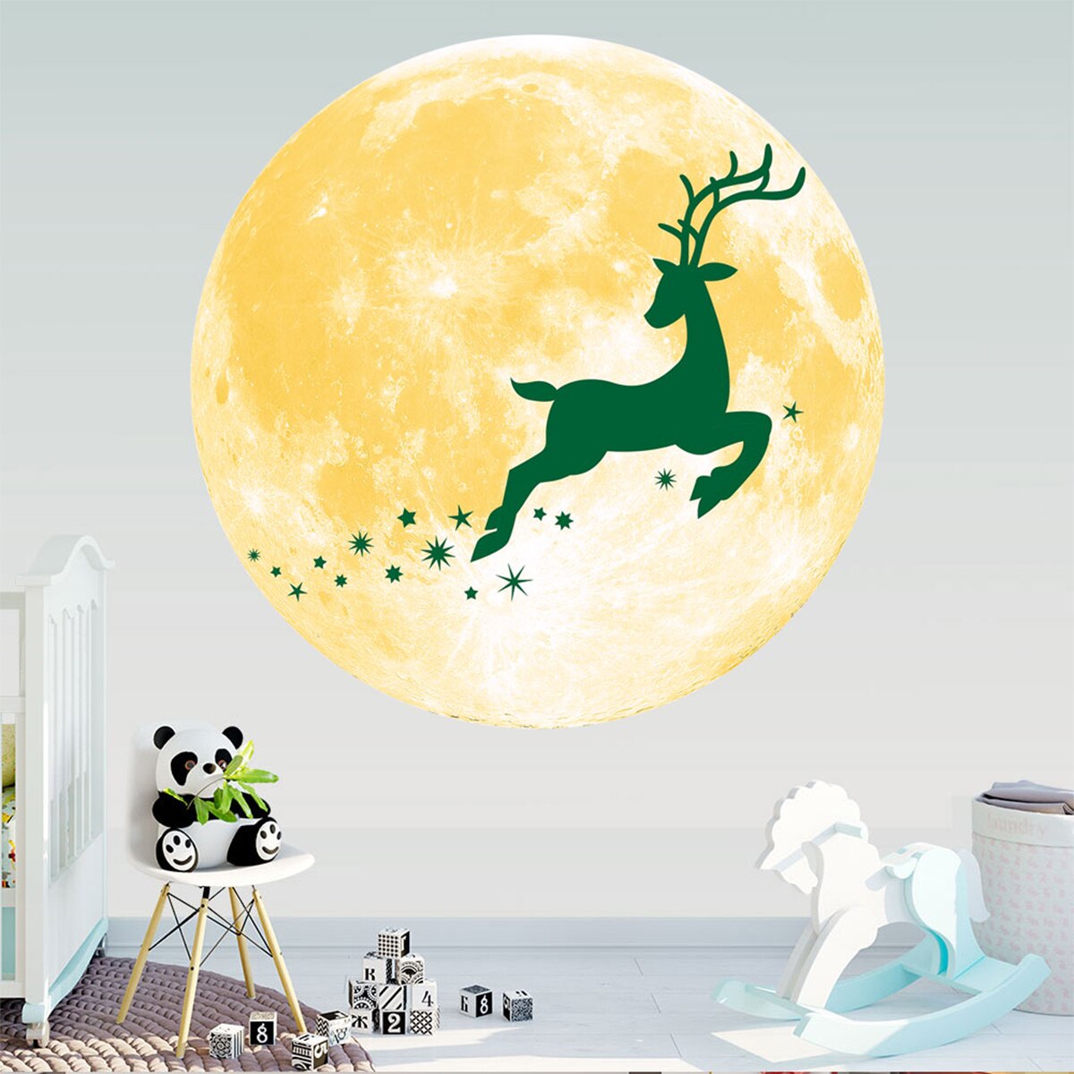 Wall Stickers Christmas Glowing PVC Stickers Wall Posters for Bedroom Living Room Yellow/Green: 3