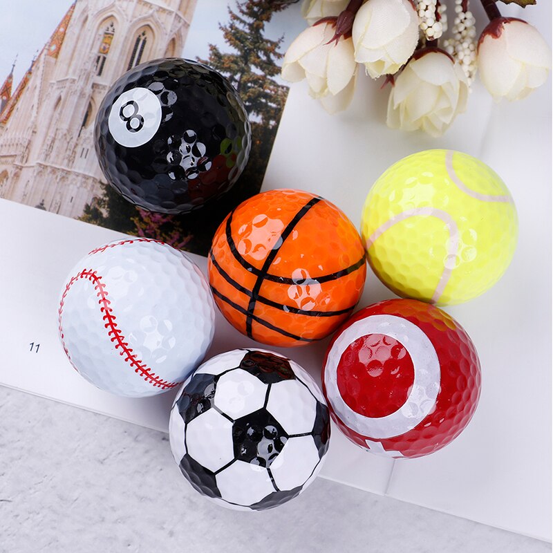 6Pcs Golf Equipment football basketball table Tennis Baseball Golf Balls Novel Double Ball Two Piece Ball