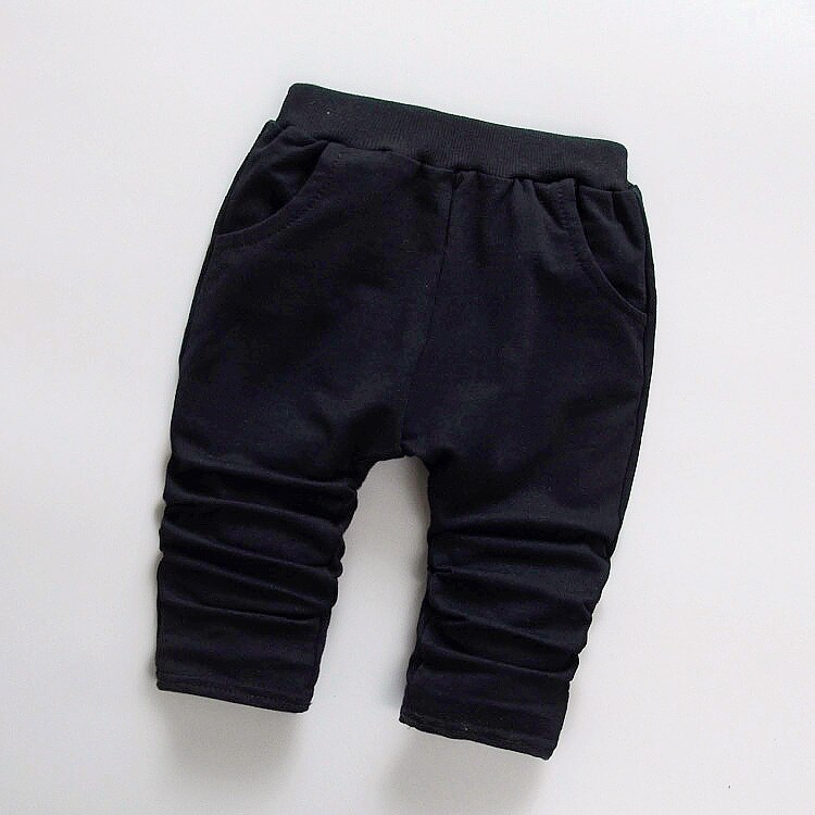 Daivsxicai Spring Children Boys Pants Solid Color Pants Baby Boys Autumn Legging Pants Children 7-24 Month: Black / 9M
