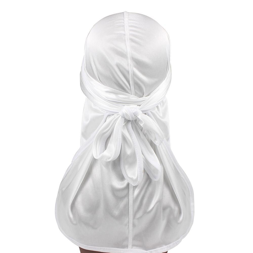 Men's Durag Satin Doo rag Solid Color Bandana Silky Turban: White