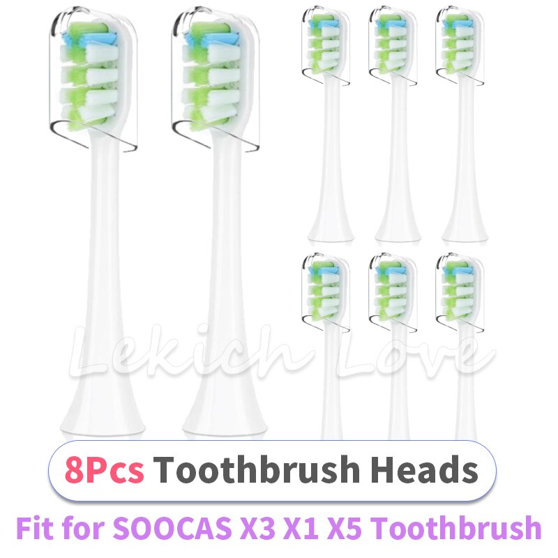 Til soocas  x3 x1 x5 elektrisk tandbørste udskiftning til xiaomi soocas  x3 tandbørstehoveder med beskyttelsesovertræk: 8 stk. model en
