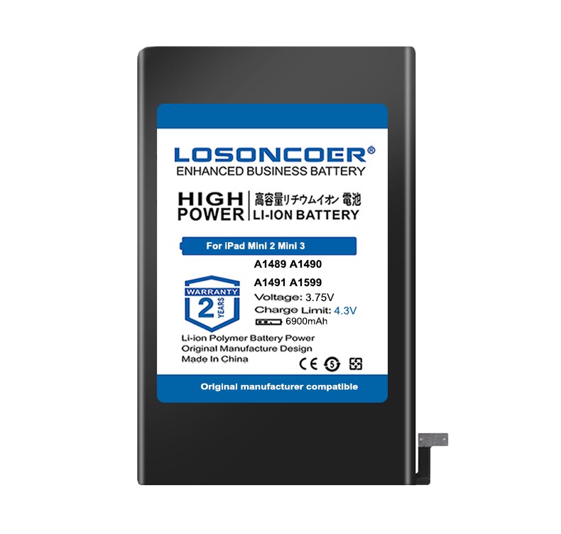 LOSONCOER Tablet Battery - 6900mAh - For iPad Mini 2/3 A1512 A1489 A1490 A1491 A1599 - Replacement Battery with Tools