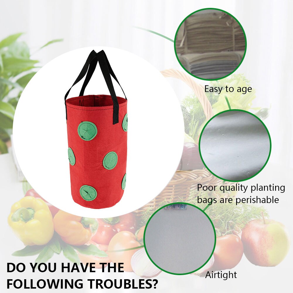 2Pcs 3 Gallons Strawberry Grow Bags for Plants Garden Pots Strawberry Bag Vertical Flower Herb Pouch Reusable Pot Planter Bags