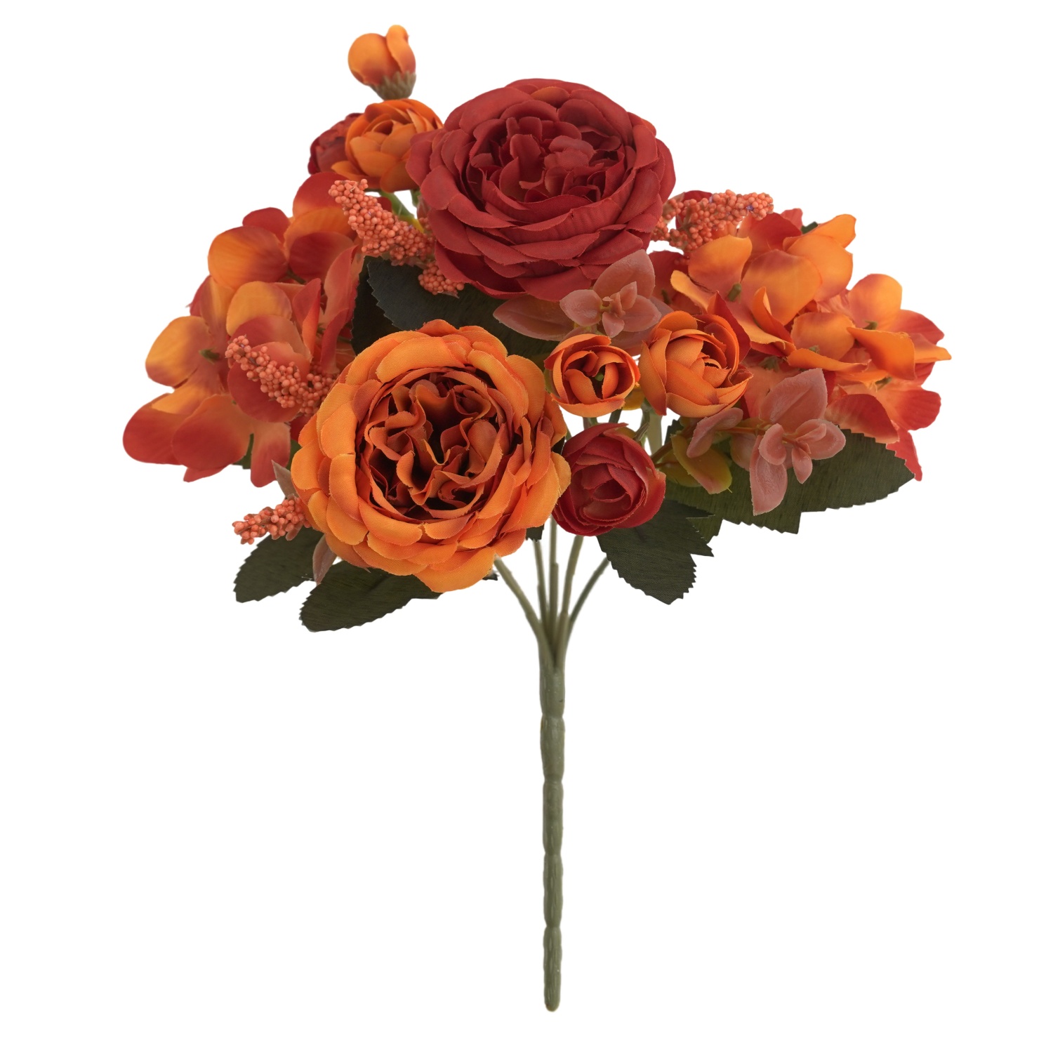 1/5 PCS Vibrant Autumn Artificial Peony & Hydrangea Bouquet | Fall Floral Arrangements for Wedding, Home, Room Party Decor: Red