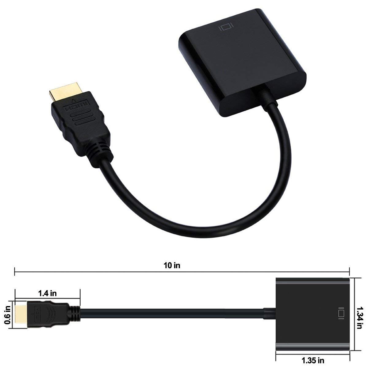 HD 1080P Digital Male To VGA RGB Female HD-compatible To VGA Video Converter Adapter 1080P For PC Black Male-Female
