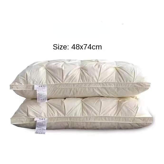 100% Cotton Hotel Pillowcase, Three-dimensional Sleeping Pillow, Soft and Comfortable Neck Pillow, 1 Standard Bedding Pillows: yellow / 48X74  Middle pillow