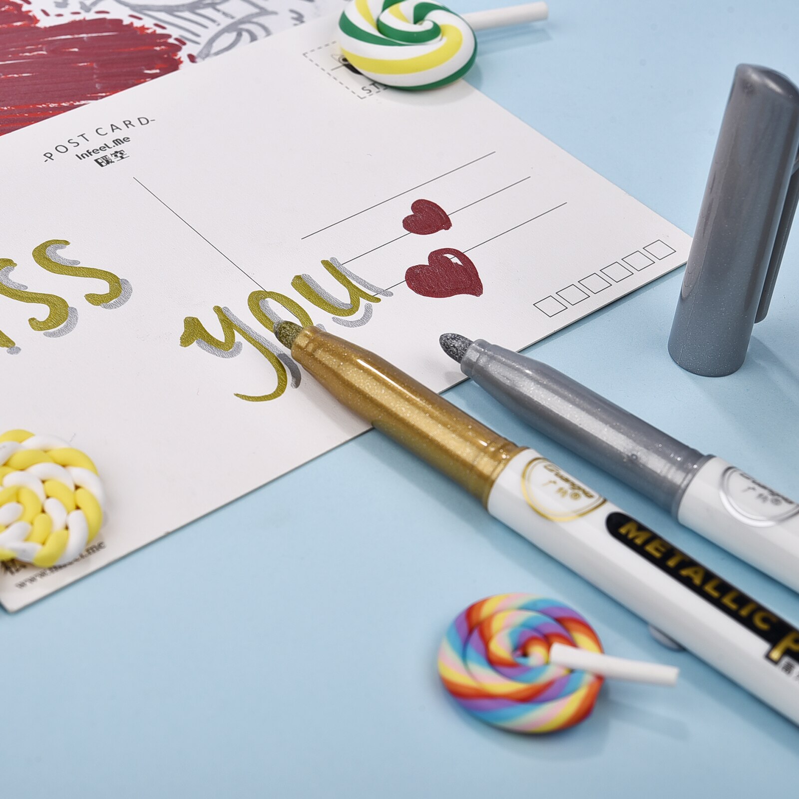 2 stk/parti gør-det-selv metallisk vandtæt permanent maling tusch penne guld sølv highlights til gør det selv epoxy harpiks håndværk tegnepen