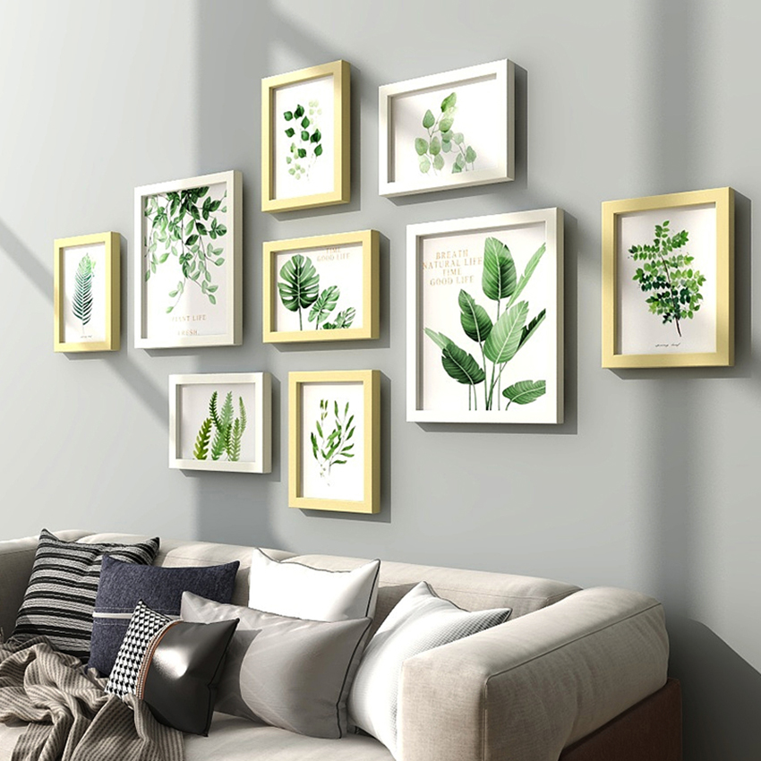 9 Stks/set Natuurlijke Hout Fotolijsten Muur Decor Fotolijst Voor Muur Opknoping Klassieke Houten Frame Voor Woonkamer Decoratie