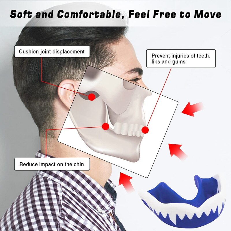 ELOS-2Stck FußBall Mund Schutz, Weiche Jugend Mund Schutz FußBall Mundstück, Sport Mund Schutz Für Boxen Rugby, Lacrosse Goggle