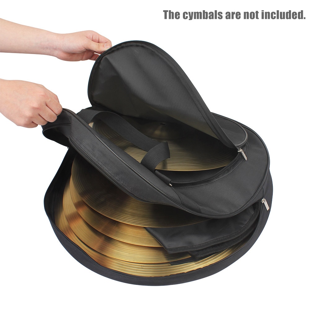 21-Inch Three Pockets Cymbal Bag Backpack with Removable Divider Shoulder Strap Percussion Instruments Drum Accessories