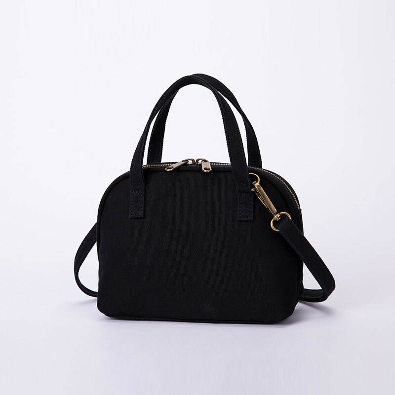 High-end foreign style mini canvas shell bag ins messenger wild handbag: Black