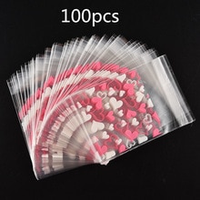 100 pièces doux coeur auto-adhésif bricolage Cookie bonbons paquet Souvenir Valve sacs