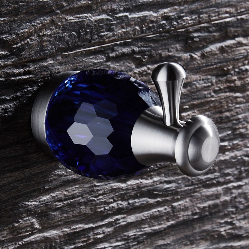 WEYUU Blue Crystal Bathroom Accessories Towel Bars ,Soap Basket,Robe Hooks,Towel Ring Stainless Steel Bathrooms Hardware Sets: Hooks