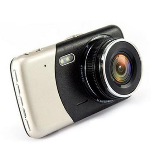 4 tommer dobbelt linsekamera  hd 1080p bil dvr køretøj video dash cam optager g-sensor videooptager hd kamera dobbelt linse: Hvid / 16g