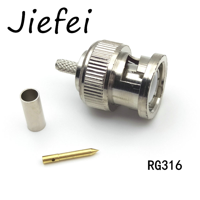 10 juegos de 3 piezas BNC macho RG316 RG58 RG59 RG6 Crimp Cable coaxial conector adaptador derecho: RG316