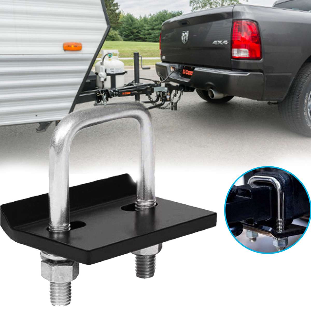 General Trailer Damper U-Bolt Heavy-Duty Anti-Rattle Stabilizer Hitch Tightener Lock Down Tow Clamp Trailer Couplings Accessorie