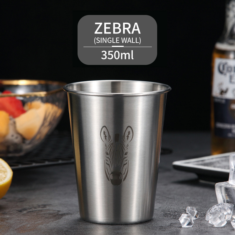 WORTHBUY Nette Muster Bier Becher 18/8 Edelstahl Bier Tasse Kaffee Becher Mit Doppel Wand Küche Drink Für Kinder Wasser Becher: Single Wall B