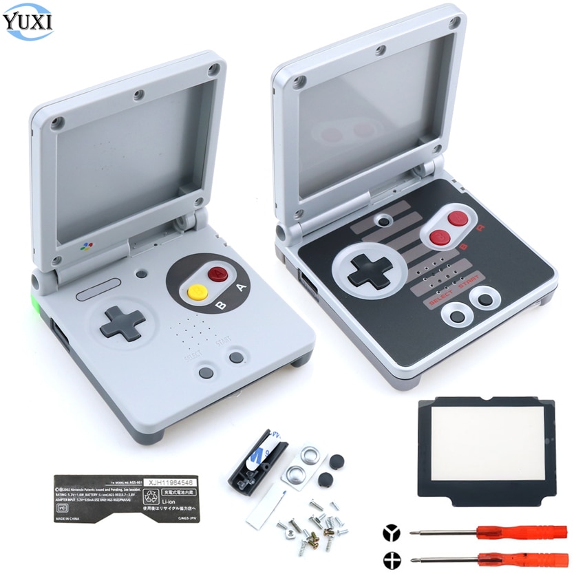 YuXi-carcasa de repuesto para Nintendo Game Boy Advance SP, conjunto completo de carcasa, cubierta con herramientas de lente de pantalla, para GBA SP