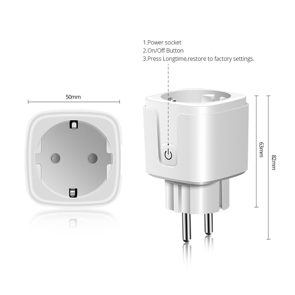 Smart Life 2.4G Wifi Socket Plug Alexa Compatible Tuya Smart Home Adapter Voice Remote Control 15A 10A 220V 110V EU US Standard