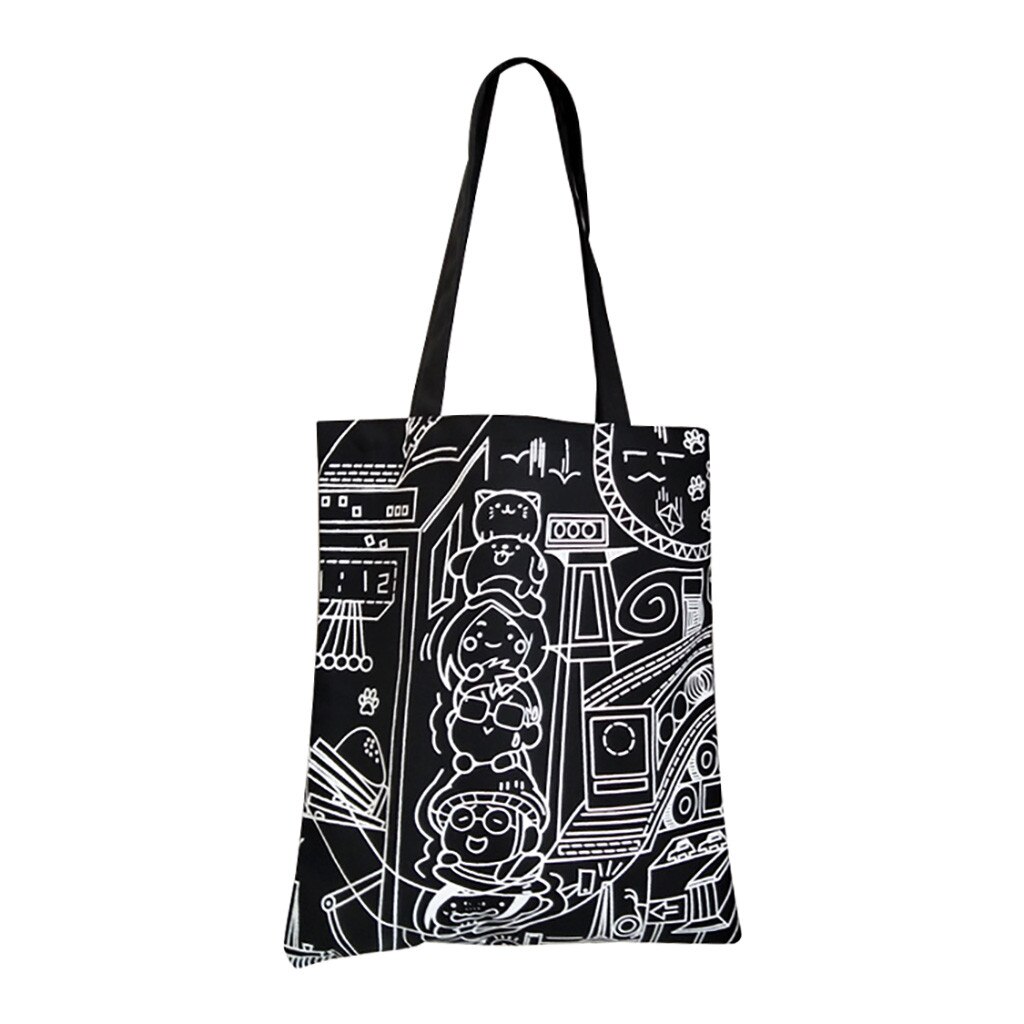 Herbruikbare Boodschappentas Mode Vrouwen Canvas Tote Bag Printing Art bolsa de compras Handvat Eco Boodschappentassen Schoudertassen # F: 3