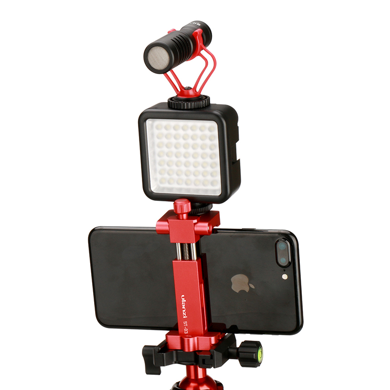 Ulanzi st -03 metal stativ adapter til iphone  x 8 plus samsung, støtte til kold sko montering rode mikrofon/led video lys