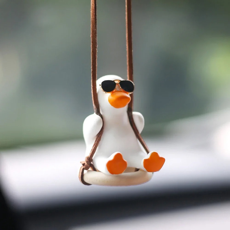 1PC Schwingen Ente Auto Anhänger Schwingen Herbst Auto Rückspiegel Anhänger Anhänger Auto Innen Dekoration Nette Ente