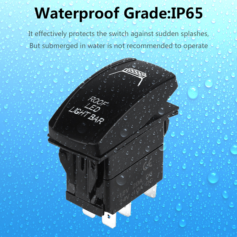 ADPOW 24V Car Boat Truck Lighted Toggle Switch 5pin ON-OFF Waterproof Led Car Boat Toggle Rocker Switch 12v