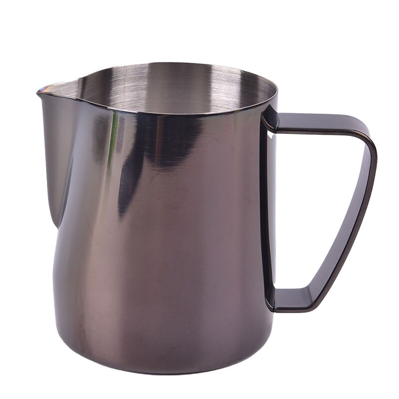 Milk Steaming & Frothing Pitcher Stainless Steel Non-Stick Milk Jug Pull Flower Cup For Coffee Cappuccino Latte Art: BK / 600ml