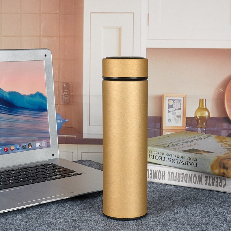 Bouteille thermos d&#39;eau chaude de 500 ml, flacon à thé ou café, sous vide, avec filtre en acier inoxydable 304, style sportif, tasse thermique, pour le bureau: gold