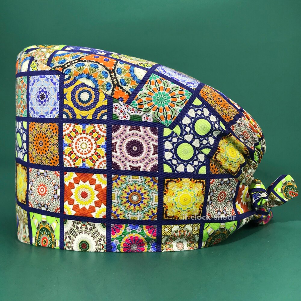 Ziekenhuis Scrubs Vrouwen Hoeden Pet Grooming Chirurgische Hoeden Tand Schoonheid Verpleging Hoed Multicolor Caps Met Zweet-Absorberende: 22182