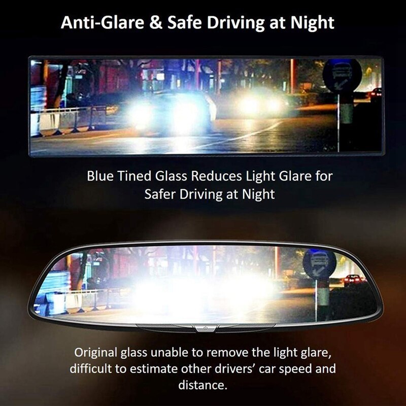 Espejo retrovisor del coche, espejo retrovisor Interior Universal antideslumbrante para camión con ventosa espejo azul-Reduce el punto ciego a