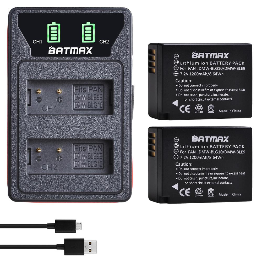 2 batteries DMW-BLG10 DMW BLG10 BLG10e BLE9 + LED avec double chargeur USB intégré pour Panasonic LUMIX GF5 GF6 GX7 LX100 GX80 GX85: 2Pcs set
