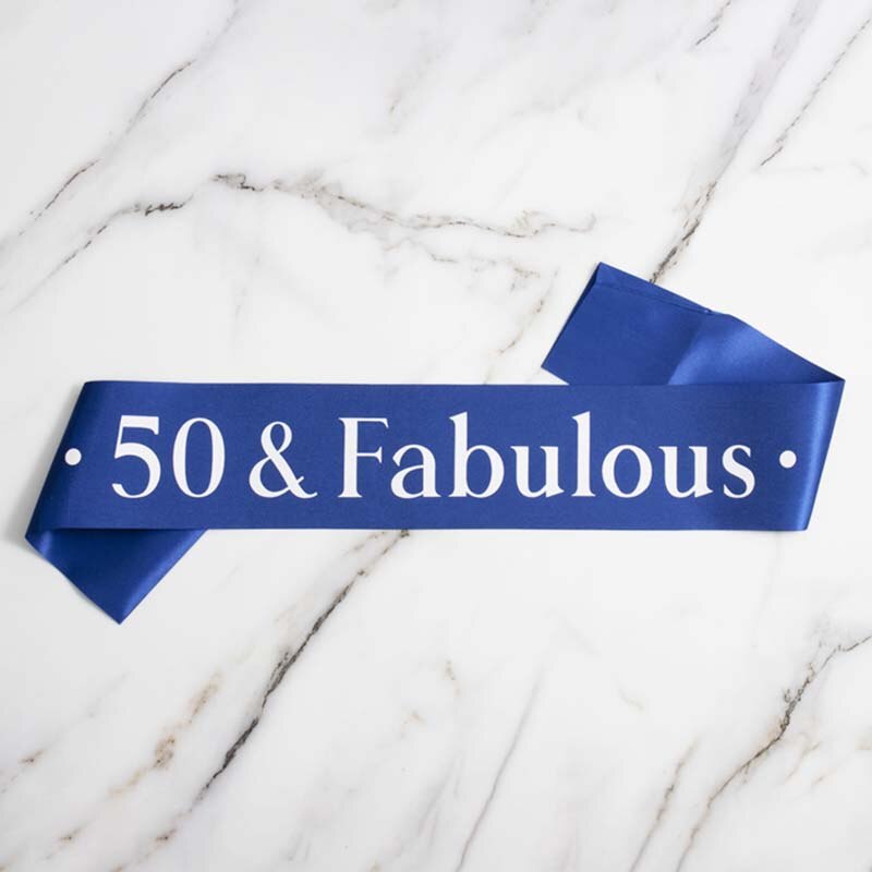 50 and Fabulous Sash Happy 50th Birthday Satin Sash 50th Birthday for Men Women Party Favor Parties Supplies Decoration: Blue